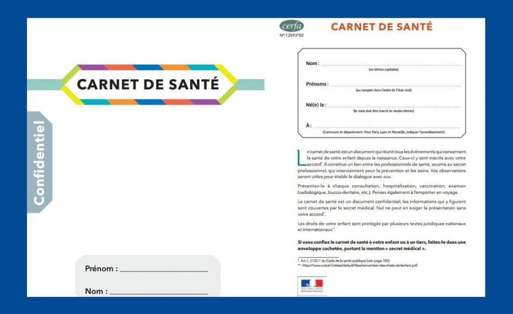 nouveau carnet de santé depuis 2018